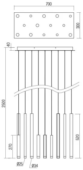 Lustră LED pe cablu Redo 01-2054 MADISON 14xLED/4W/230V auriu