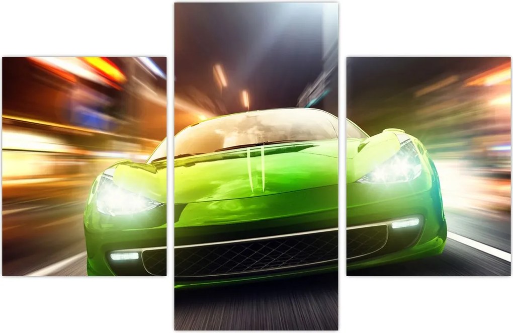 Tablou - Mașină de curse verde (90x60 cm)