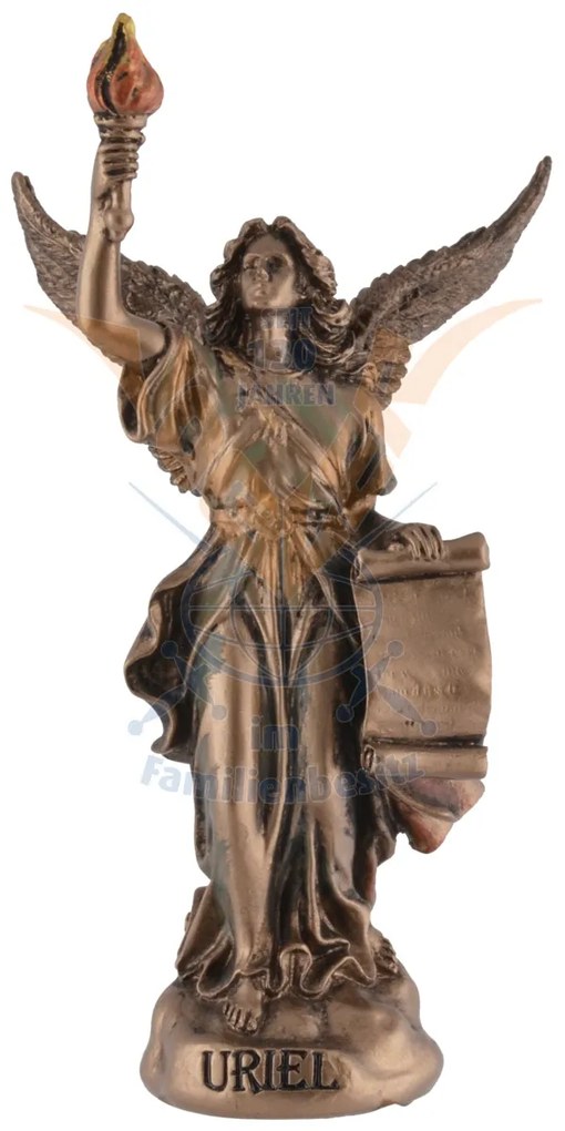 Mini statueta Uriel, arhanghelul iluminarii spirituale, finisaj bronz, 11 cm