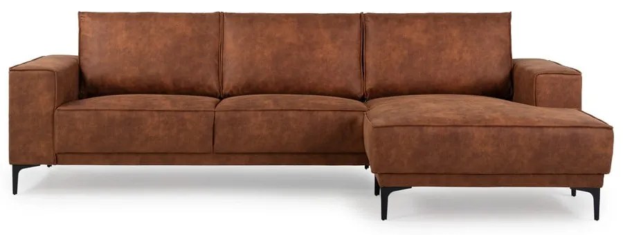 Colțar maro coniac cu tapițerie din imitație de piele (colț pe partea dreaptă) Copenhagen – Scandic