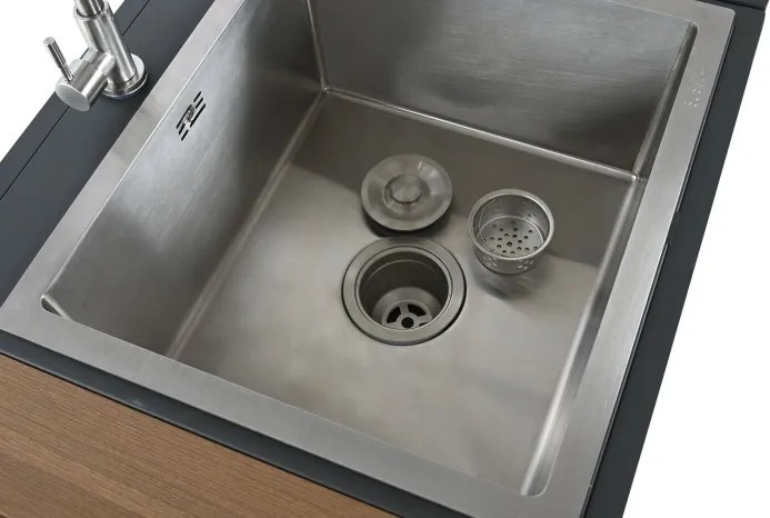 Set bucătărie de exterior din aluminiu și lemn compozit, 236 x 50 x 91 cm, „Isla Outdoor Kitchen Set"