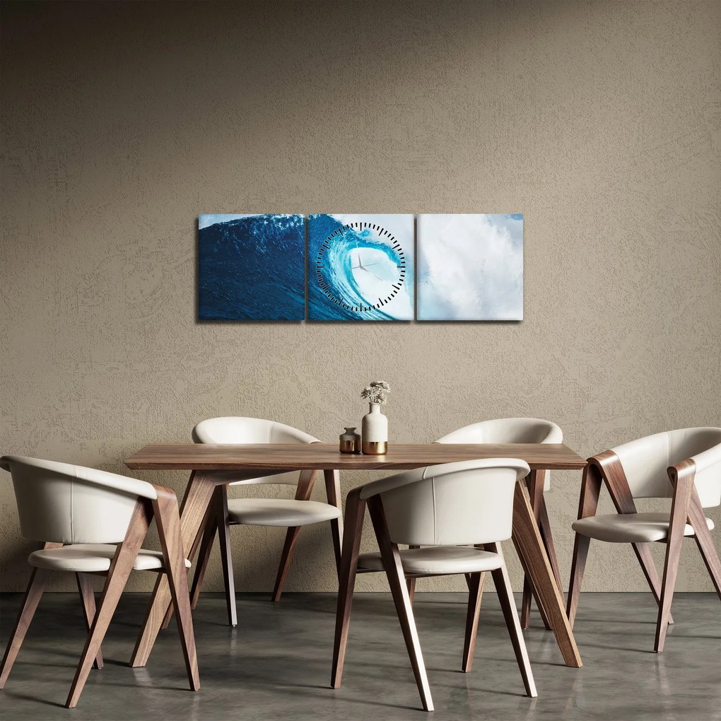 Tablou - Val oceanic (cu ceas) (90x30 cm)