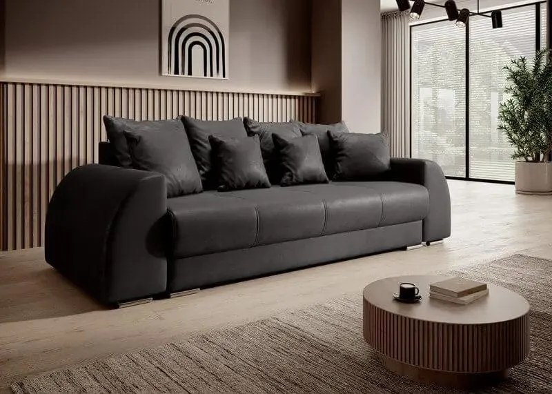 Canapea extensibilă dumonde cu ladă de depozitare si sezut confortabil din spuma high-density, Verona Antracit 260x100 cm