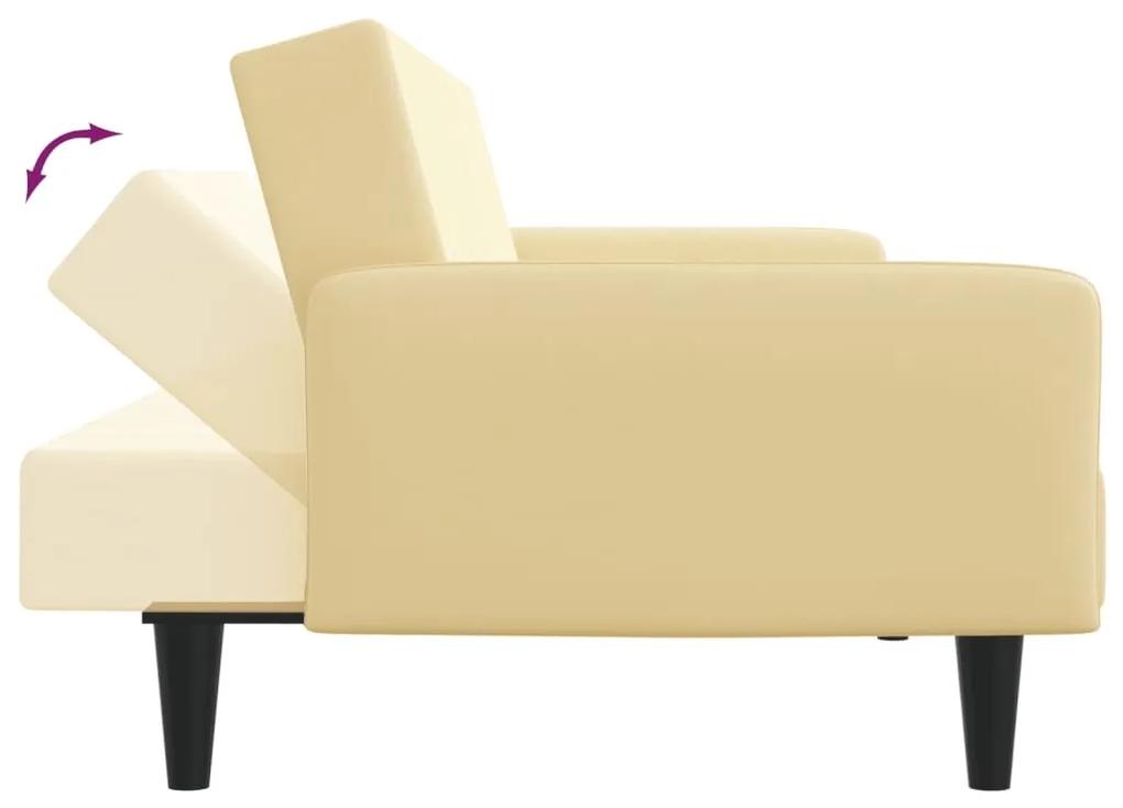 Canapea extensibila cu 2 locuri, crem, catifea Crem, Fara scaunel pentru picioare Fara scaunel pentru picioare