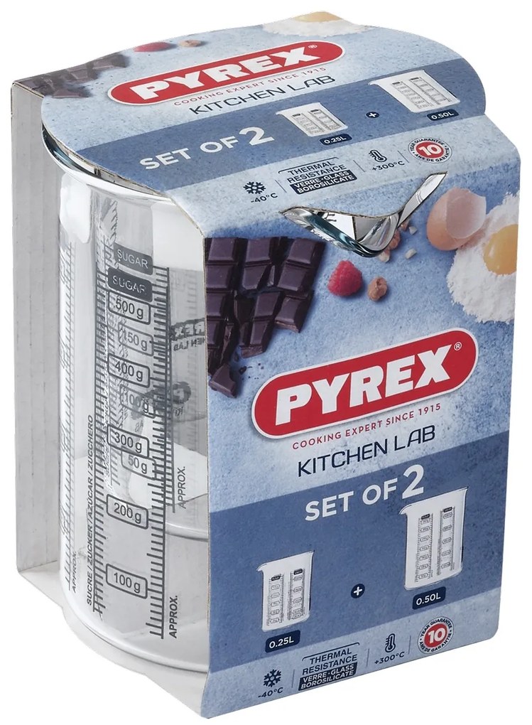 Pyrex Set de pahare gradate din sticlă, 2 buc.,0,25 l + 0,5 l