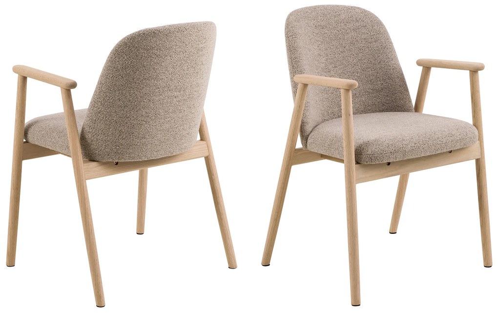 MAZZONI EXPORT RODERIC Bej Latte (material Monza 60)/cadru stejar albit uleiat - SCAUN DE LEMN BOUCLÉ PENTRU SUFRAGERIE LIVING BUCĂTĂRIE RETRO