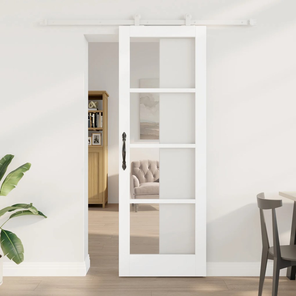 vidaXL Ușă glisantă Manual ORKDAL Alb 73.5 x 211 cm Lemn și metal
