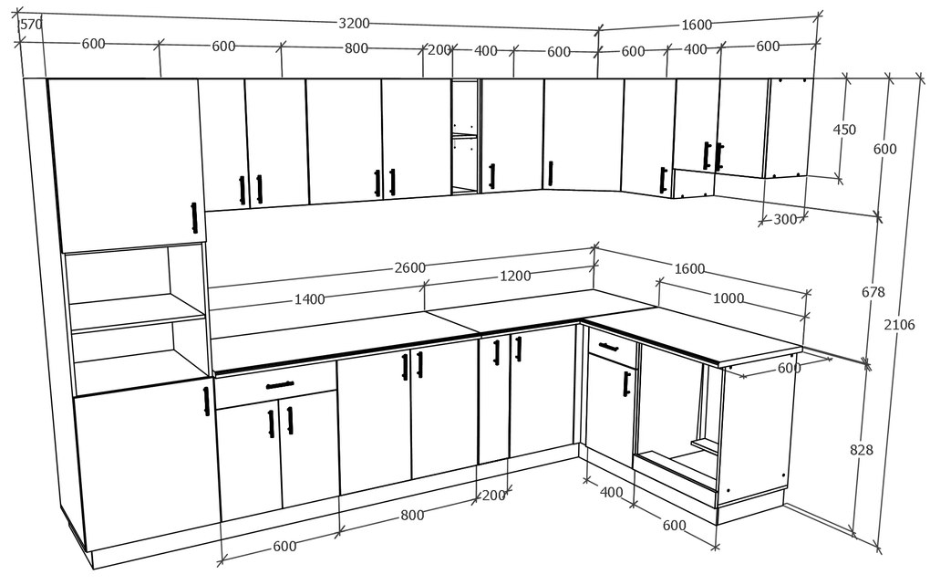 Set haaus V35, Gri Lucios/Alb, MDF, Blat Thermo 28 mm, L 320 x 160 cm