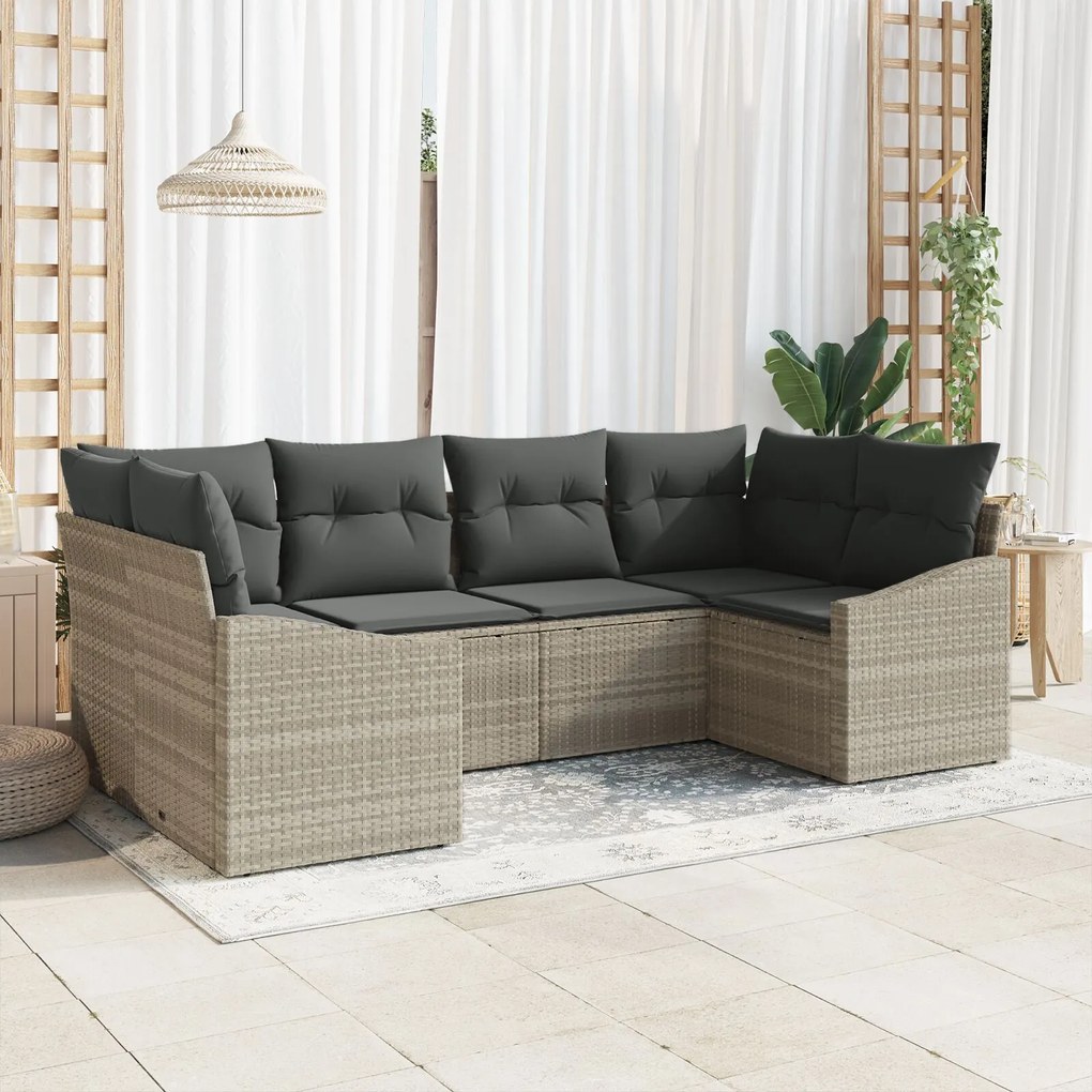 vidaXL Set de canapele pentru grădină 6 pcs Gri deschis Rattan poli