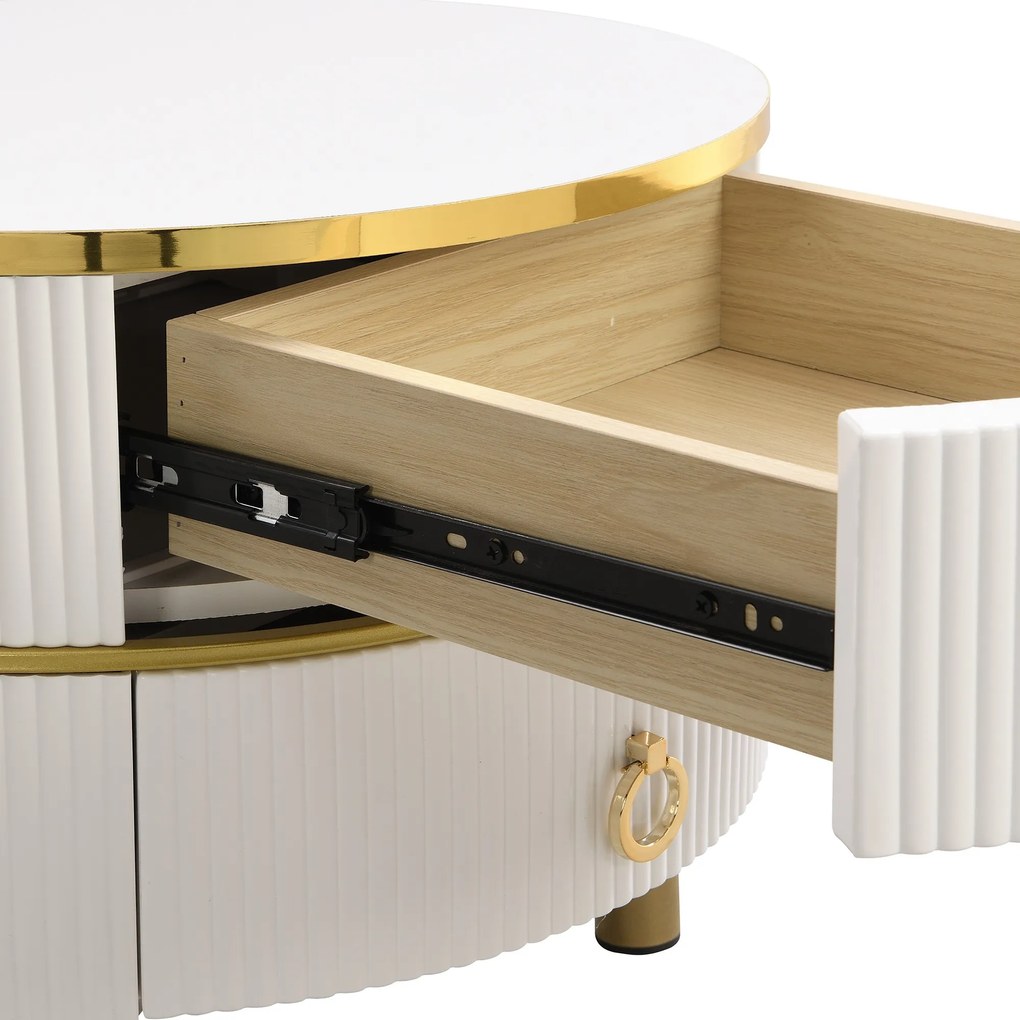 Măsuță de cafea 2-în-1 Rotundă din MDF, Alb | Aosom Romania
