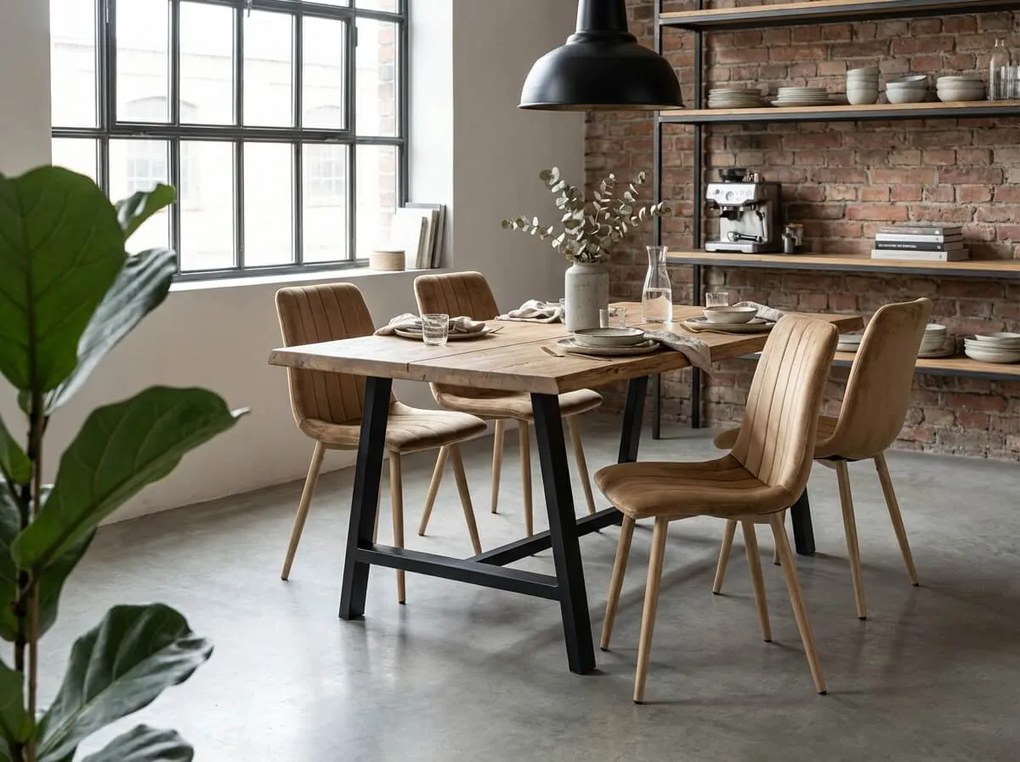 Scaun catifelat LAVA ALMOND BROWN maro