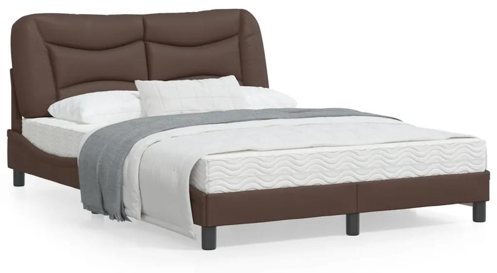 3207990 vidaXL Cadru de pat cu tăblie, maro, 120x200 cm, piele ecologică
