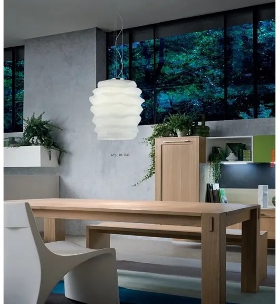 Redo 01-1142 - Pendul pe cablu MAGMA, 1xE27/42W/230V, Ø 38 cm, crom lucios/alb