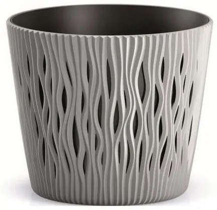 Ghiveci decorativ de flori, rotund, gri, 15.8x13.8 cm, Sandy Round