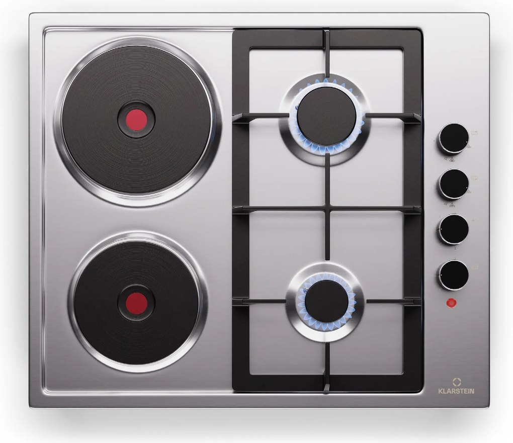 Klarstein MultiChef 4 Hot Plate, plită electrică și pe gaz, 4 zone de gătit, 2 arzătoare, 2 plite electrice