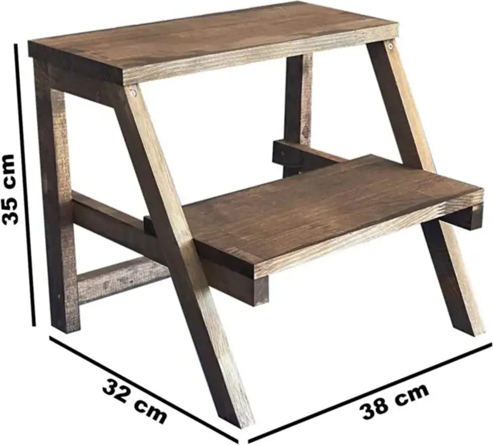 Scara cu trepte din lemn, Stepping Homs, 35x48X32 cm, lemn natur
