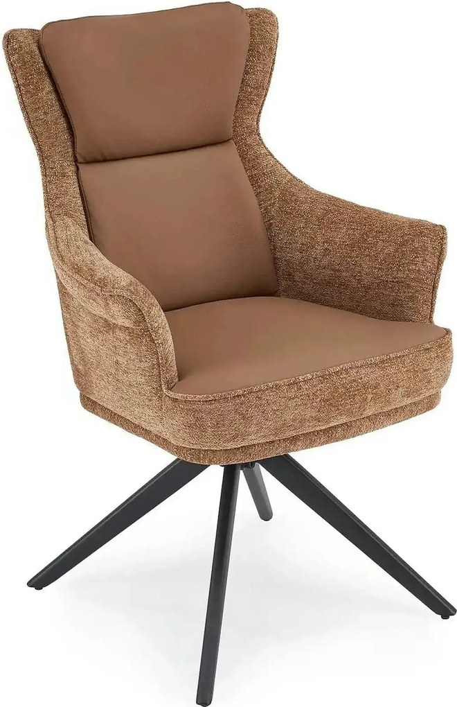 Scaun rotativ K611, maro, piele ecologica/stofa, 64x66x96 cm