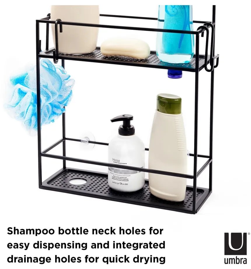 Raft pentru baie negru suspendat din oțel Cubiko – Umbra