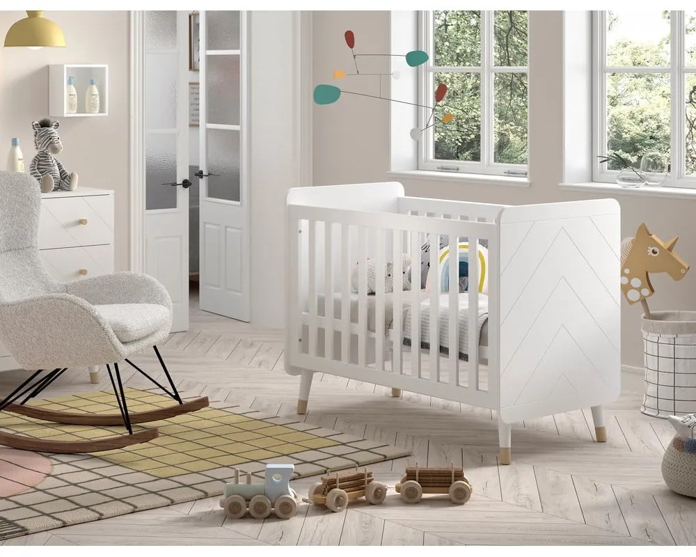 Pătuț alb din lemn masiv de pin 60x120 cm BILLY – Vipack