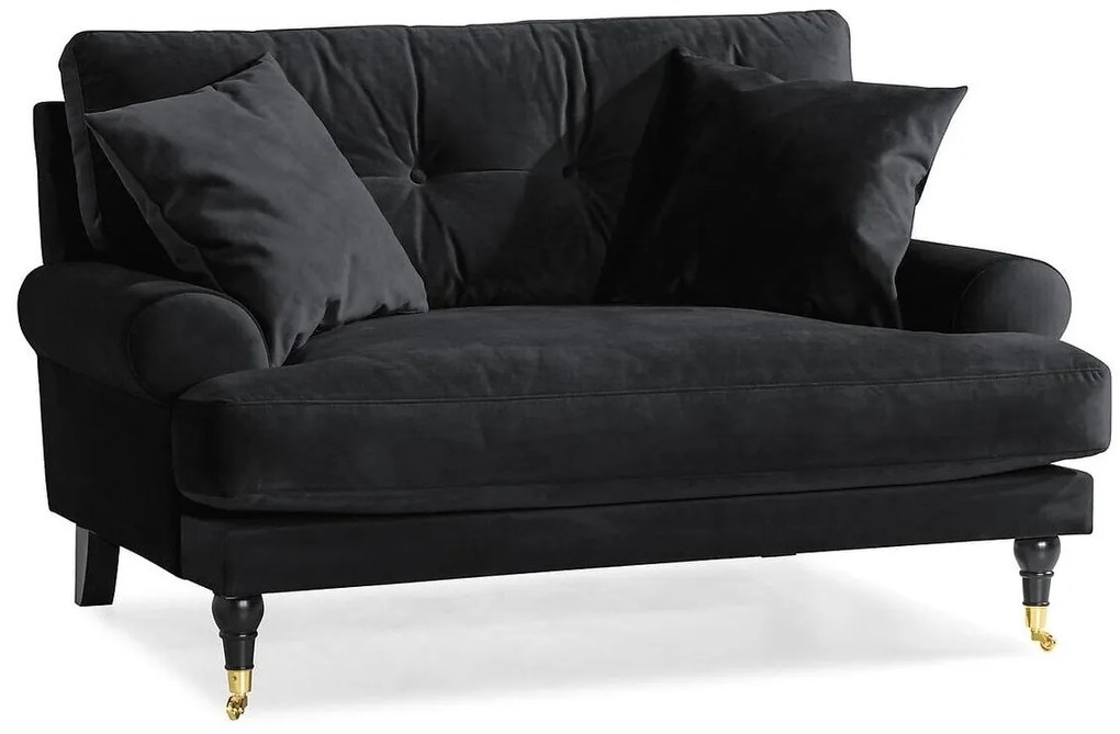 Canapea Seattle E106Numărul de locuri: 2, Negru, 142x100x87cm, Tapiterie, Picioare: Role, Lemn