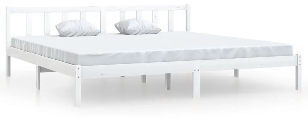 810103 vidaXL Cadru de pat, alb, 200x200 cm, lemn masiv de pin