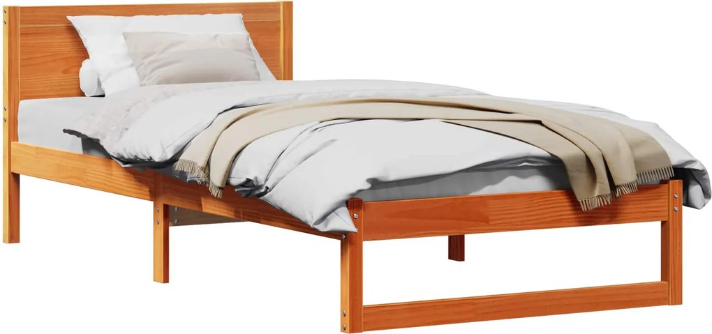 vidaXL Cadru de pat Maroniu cerat 90 x 200 cm Lemn de pin masiv