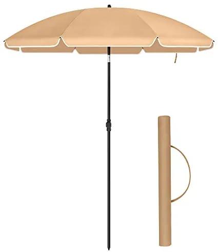 Umbrela de gradina gri taupe din poliester si metal, ∅ 200 cm, Vasagle