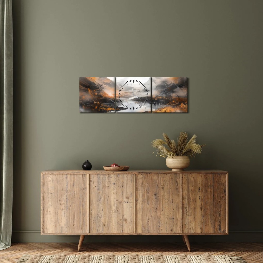 Tablou - Pictura peisajelor montane (cu ceas) (90x30 cm)