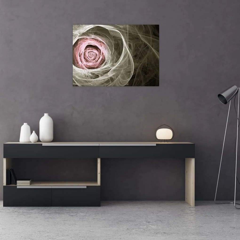 Tablou pe sticlă - Abstract trandafir roz deschis roz (70x50 cm)