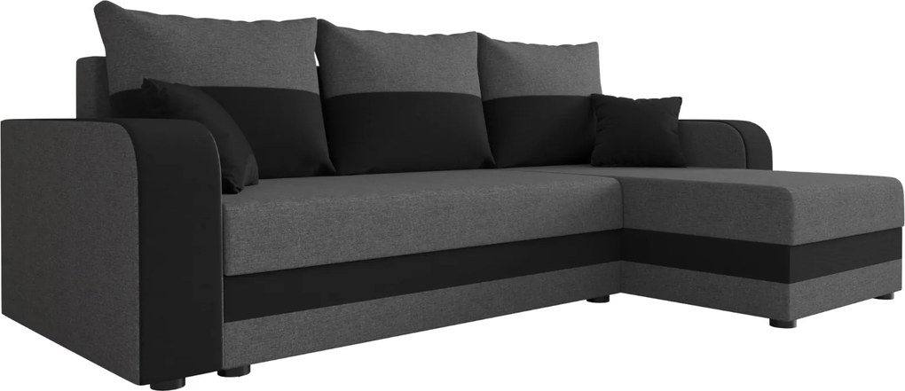 Coltar extensibil de colt VALERIO, gri inchis/antracit, reversibil, 238x140 cm + 2 perne GRATUIT