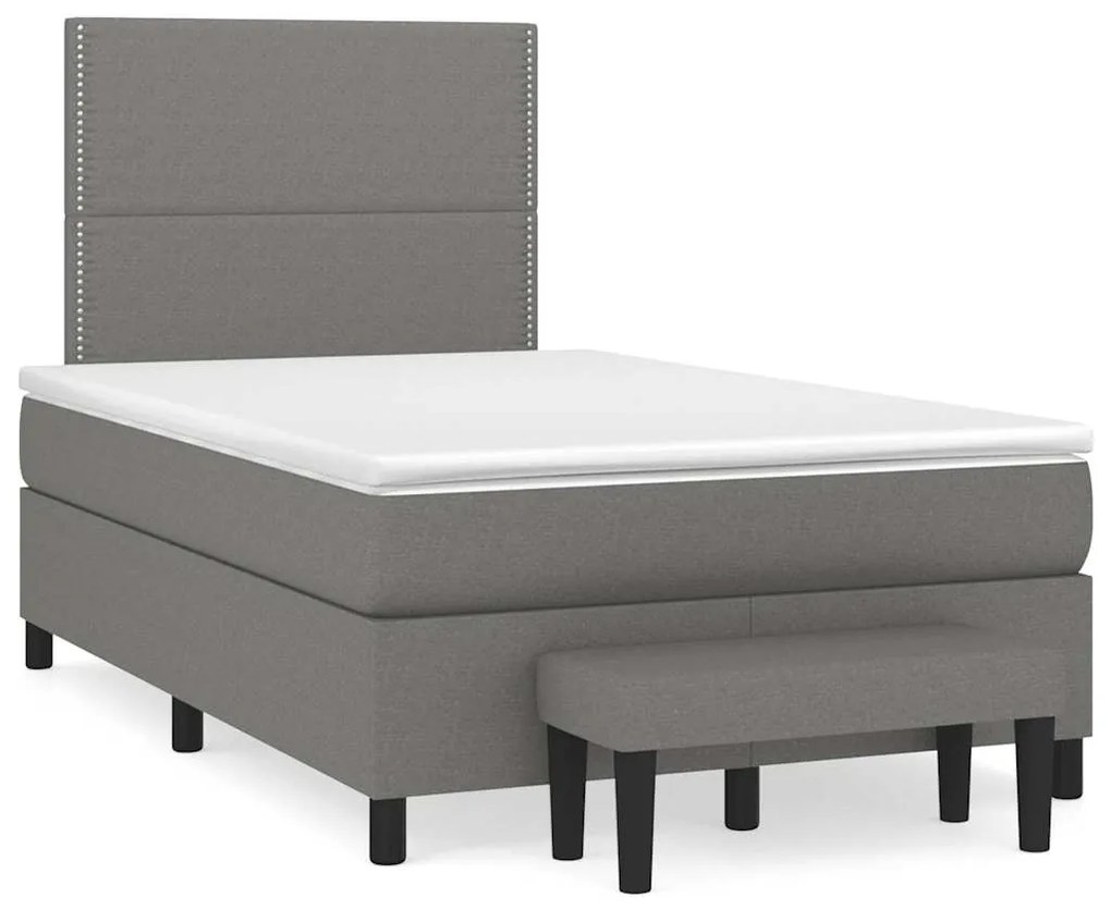 vidaXL Pat box spring cu saltea, gri închis, 120x190 cm, textil