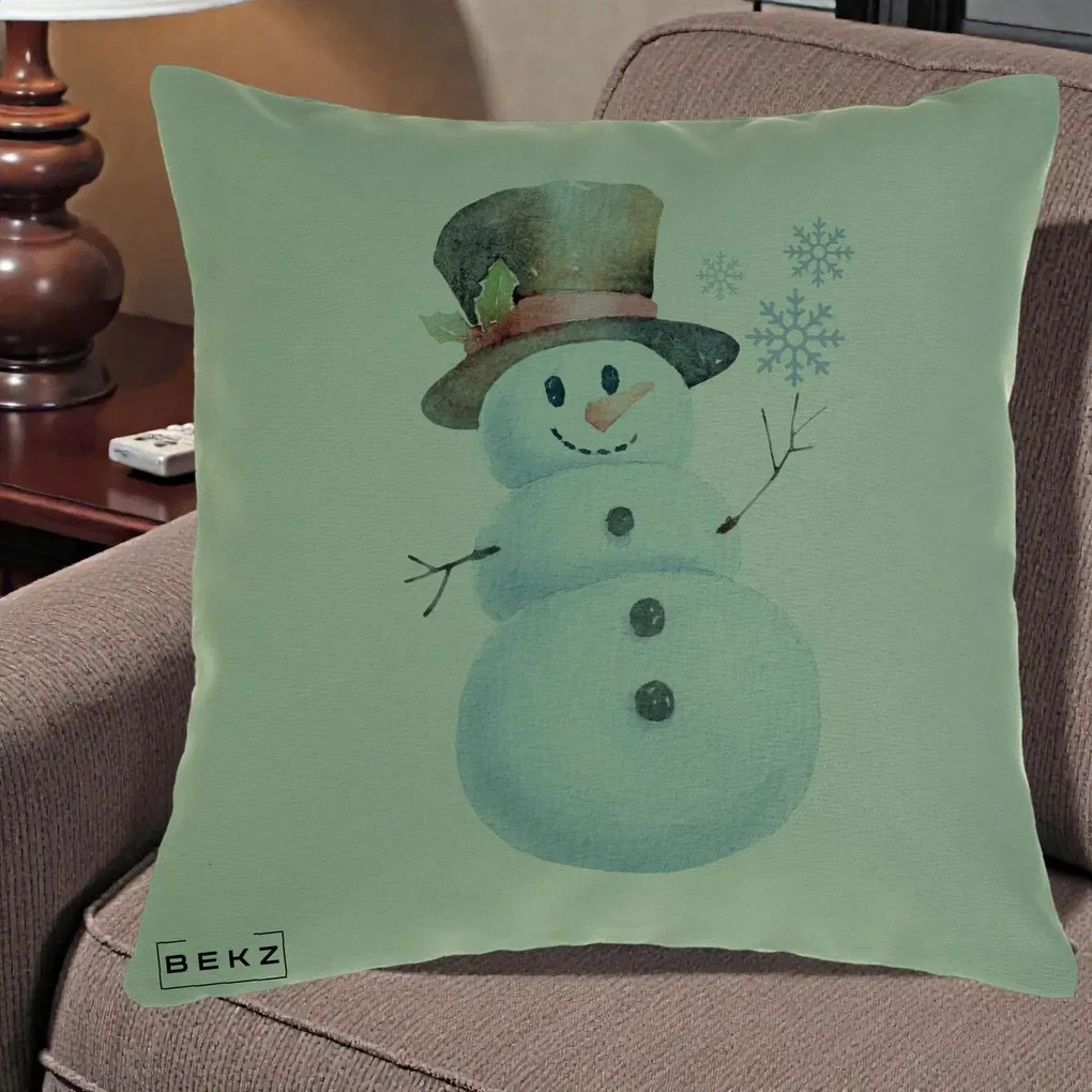 Perna Decorativa Om de Zapada cu Joben si Vasc, 40x40 cm, Verde, Husa Detasabila, Perna Inclusa, BEKZ®