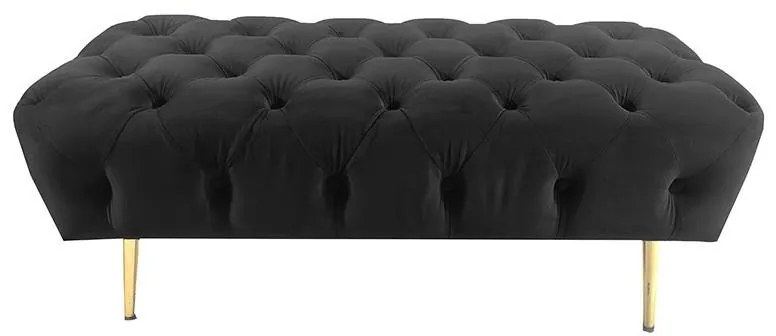 Bancheta Ottoman Black Velvet 100cm x 50cm x 42cm