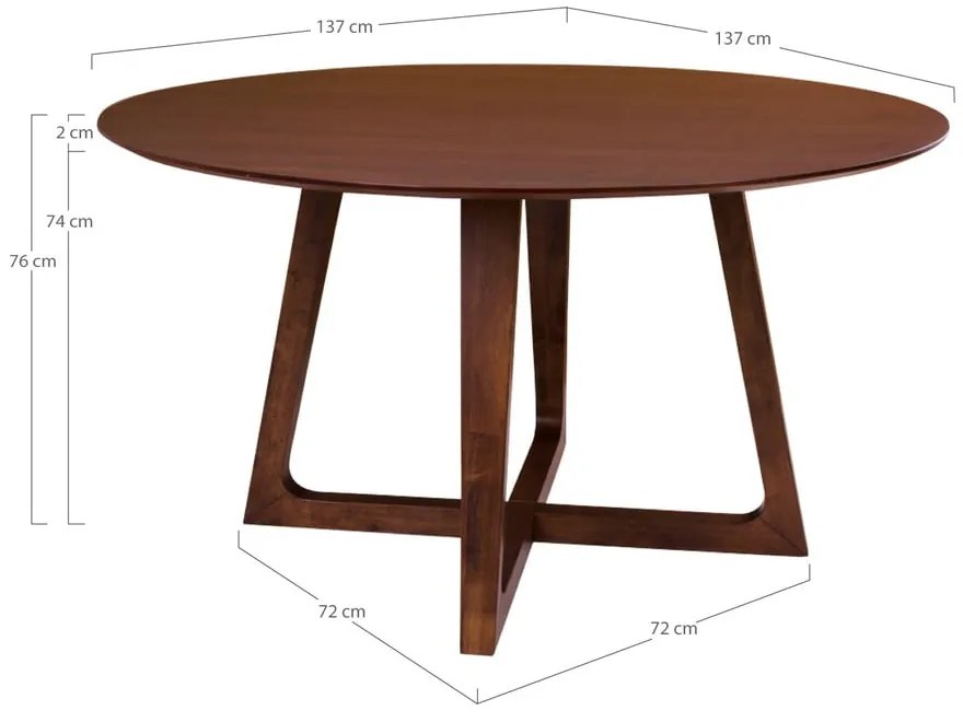 Masă dining rotundă House Nordic Hellerup, ø 135 cm