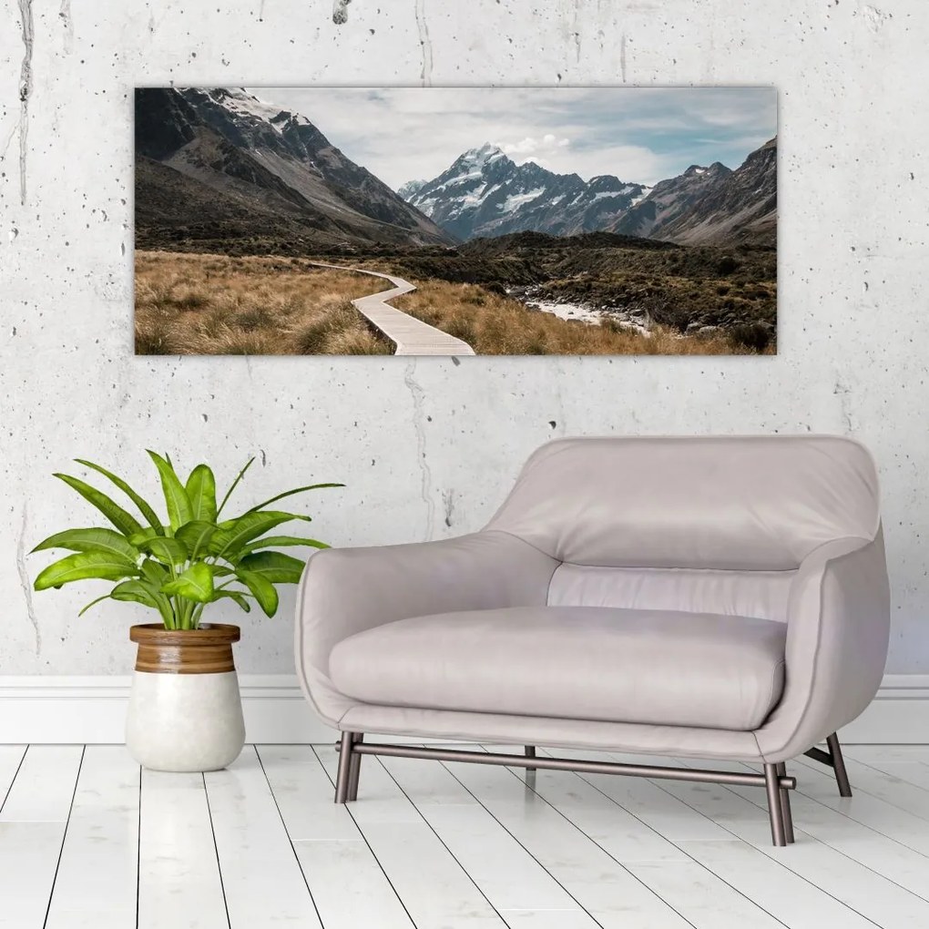 Tablou - Poteca în valea muntelui Mt. Cook (120x50 cm)