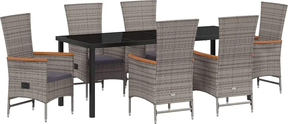 vidaXL Set de masă pentru grădină 7 pcs Gri Oțel vopsit electrostatic