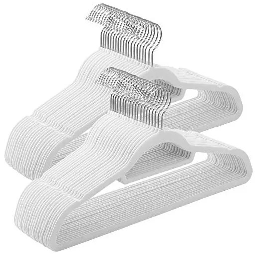 Set 50 de umerase din catifea, Songmics, 43.5 cm, CRF020W02, Alb