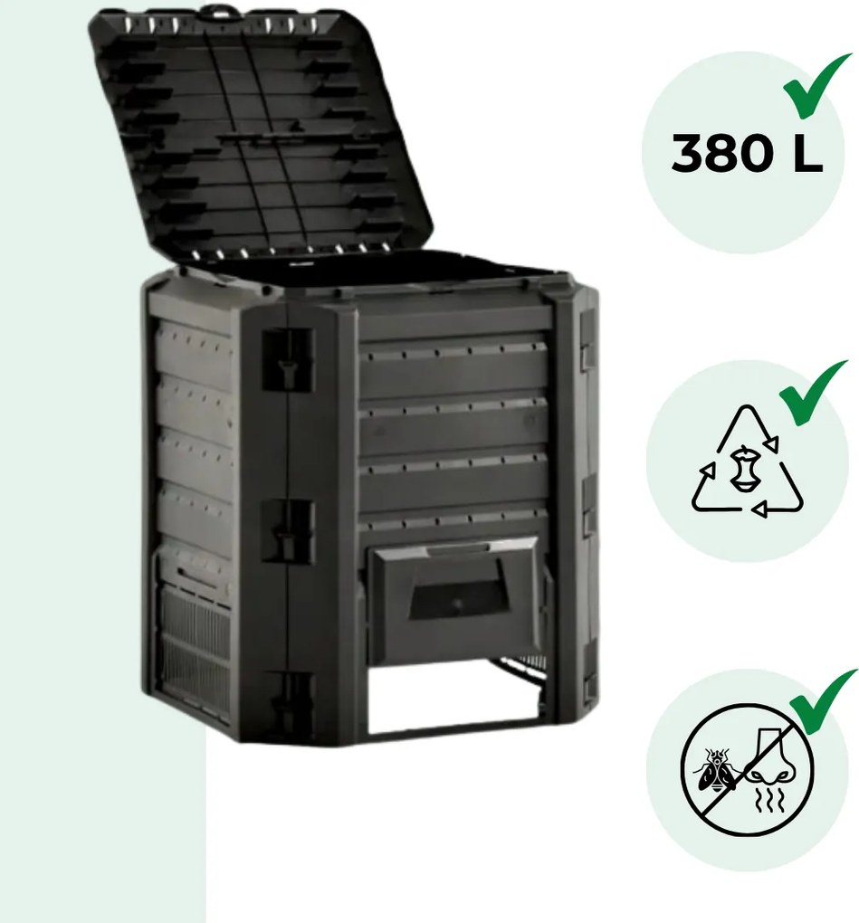 Prosperplast Compostor de grădină - Compogreen 380 l, negru
