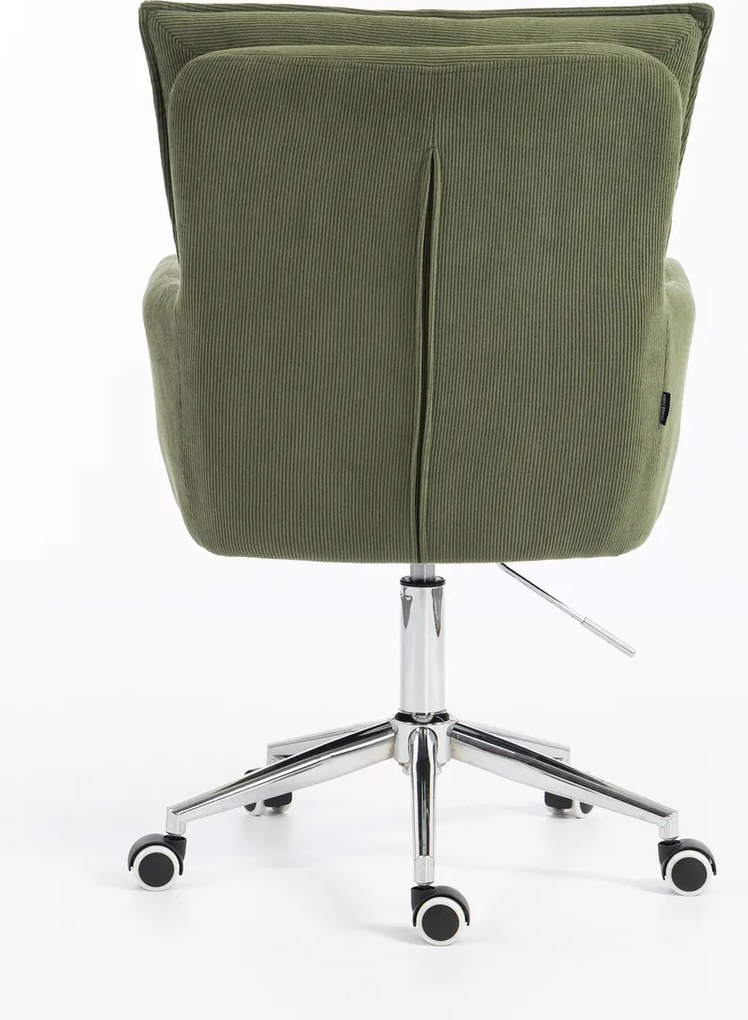 HR250K Scaun Catifea Reiată Premium culoare verde salvie Bază Cromata