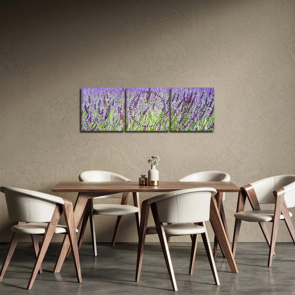 Tablou - Lavandă în câmp (cu ceas) (90x30 cm)