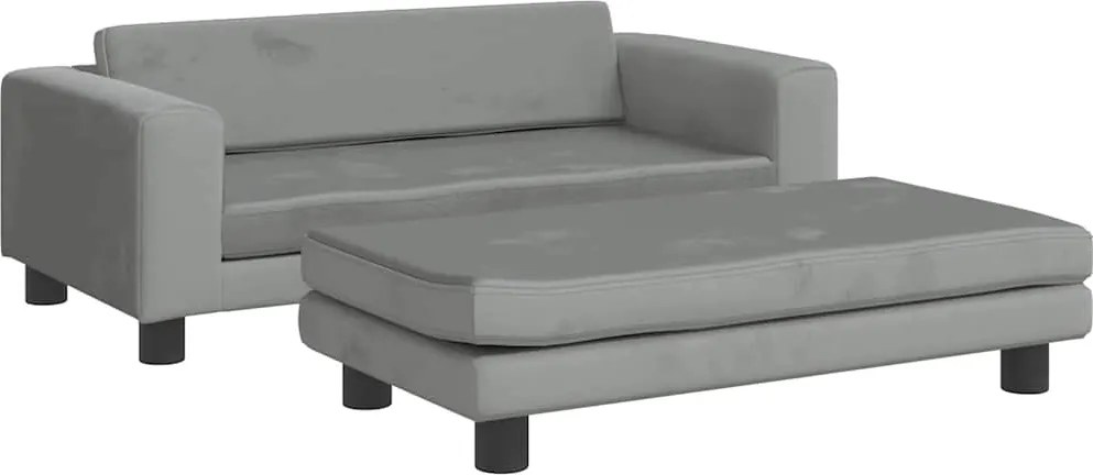 vidaXL Pat pentru câini cu extensie, gri deschis, 100x50x30 cm catifea