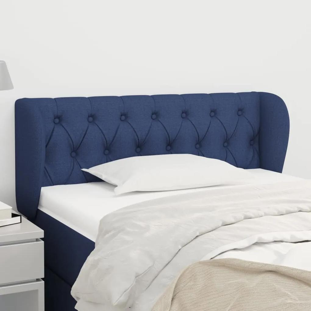 3117468 vidaXL Tăblie de pat cu aripioare albastru 93x23x78/88 cm textil