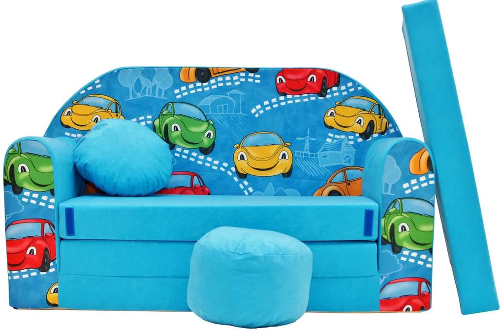 Canapeaua pentru copii Maşinuţe vesele - albastră B11 +