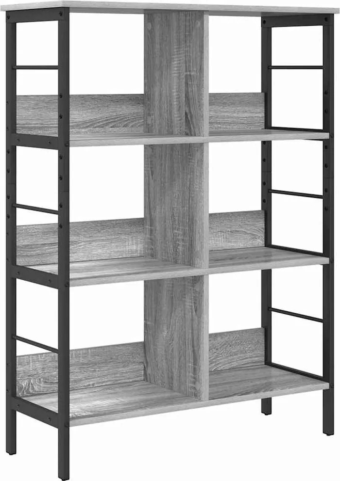 vidaXL Raft pentru cărți Gri Sonoma 82 x 32 x 112 cm Lemn compozit