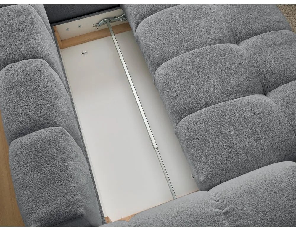 Colțar gri închis extensibil/cu spațiu de depozitare cu tapițerie din chenille (cu colț pe partea dreaptă/în formă de ”L”) Everest – Bobochic Paris