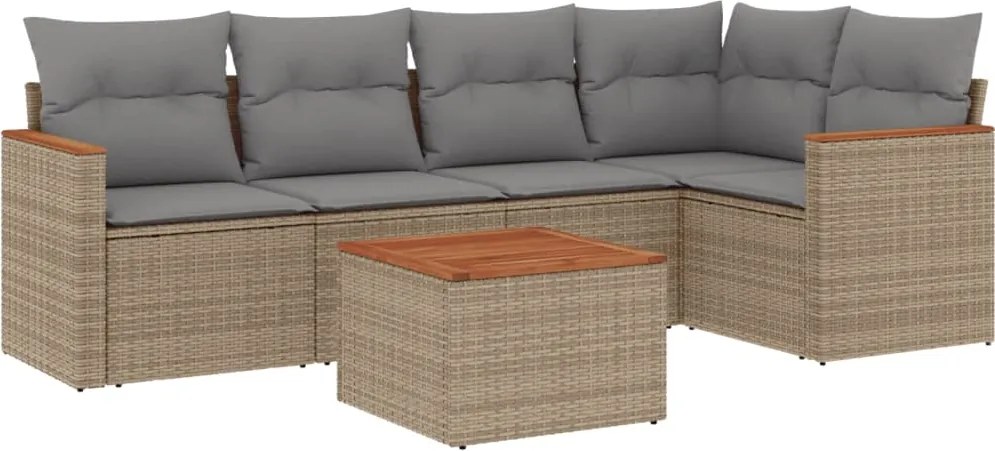 vidaXL Set canapele de grădină, 6 piese, cu perne, bej, poliratan
