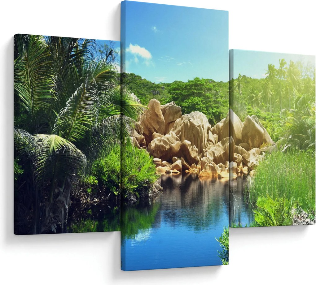 Tablou cu lac în jungla din Seychelles (90x60 cm)