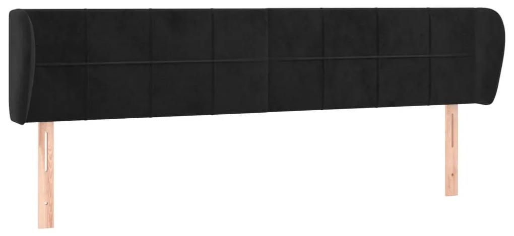 3117206 vidaXL Tăblie de pat cu aripioare negru 183x23x78/88 cm catifea