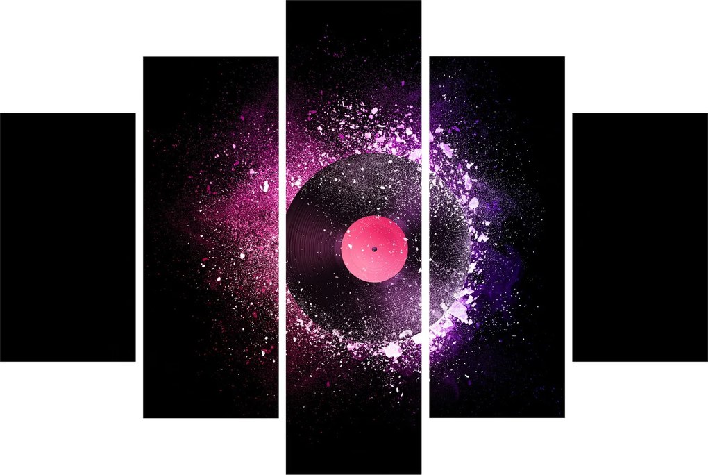 Tablou - Disc de vinil roz-violet (150x105 cm)