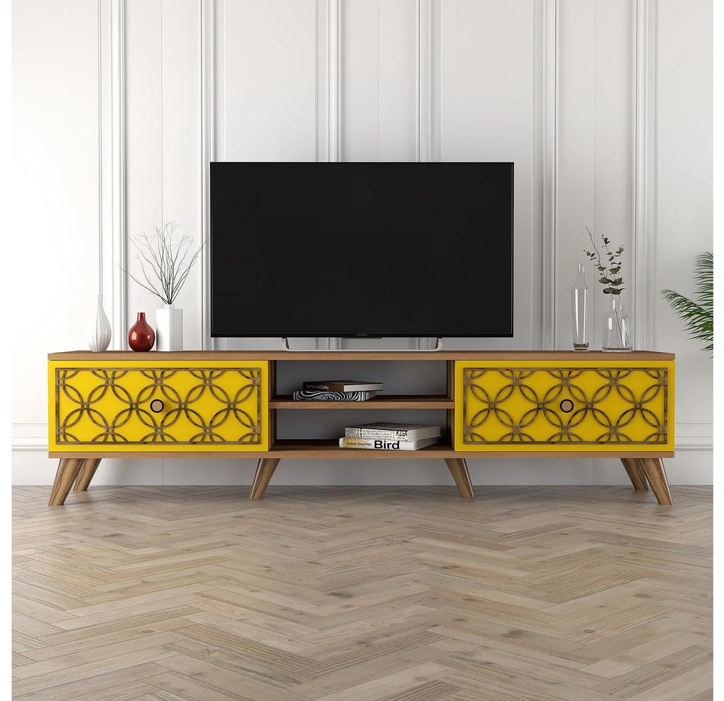 Masă TV/Dulap Classy (Nuc + Galben). 1088910